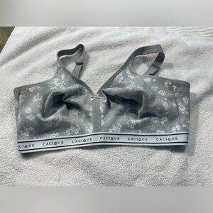 CACIQUE NWOT Unlined Full Coverage No-Wire bra in grey floral - 42DDD